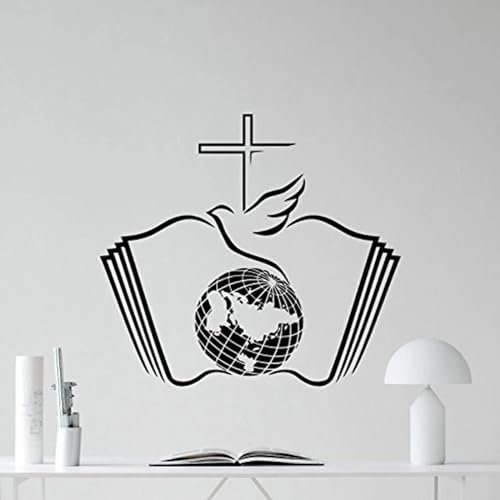 SHELOG Taube Bibel Erde Kreuz Wandtattoo Beten Christentum Jesus Christus Religiöse Vinyl Wandaufkleber Kirche Wanddekoration