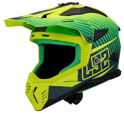 LS2, Motorrad-Crosshelm FAST Matt Green H-V Yellow, L