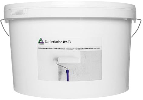Tobolin Sanierfarbe Weiß 10 L - Antikondensationsfarbe zur Schimmelsanierung - Innenfarbe mit hoher Deckkraft und Langzeitschutz vor Schimmelbildung - Renovierungsfarbe nach Schimmelbefall