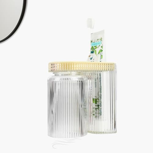 LHRCEI Zahnbürstenhalter Wand, Halter elektrische Zahnbürste Wand ohne Bohren, Zahnbürstenhalter mit Becher, Aufsteckbürsten Halter (Beige)