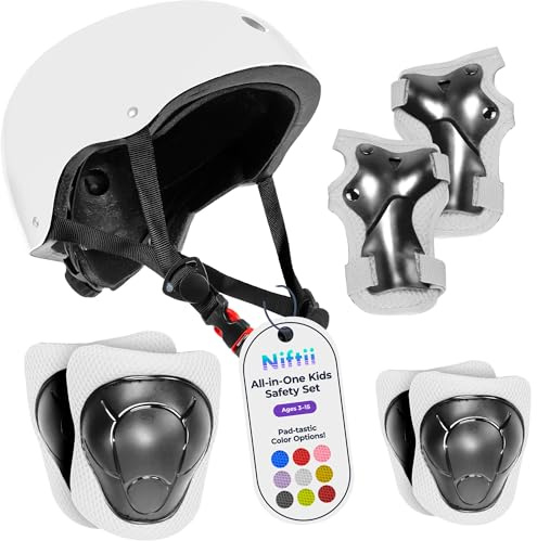 Niftii Bike Helmet & Pads Set for Kids - Cycling Skateboard Ages 3-15 | MULTI-SPORT SAFETY: toddler · electric scooter · bicycle · ventilated · wrist guards · adjustable · protective