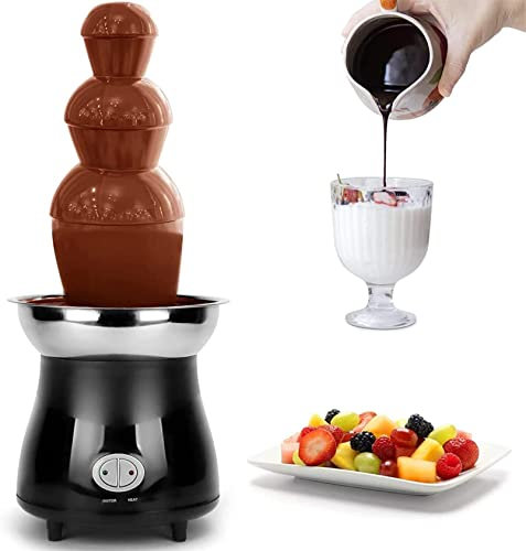 Chocolate Fondue Fountain, 3-Tier Electric Chocolate Melting Machine, Stainless Steel Party Chocolate Fountain for Cheese/BBQ Sauce/Ranch/Liqueurs