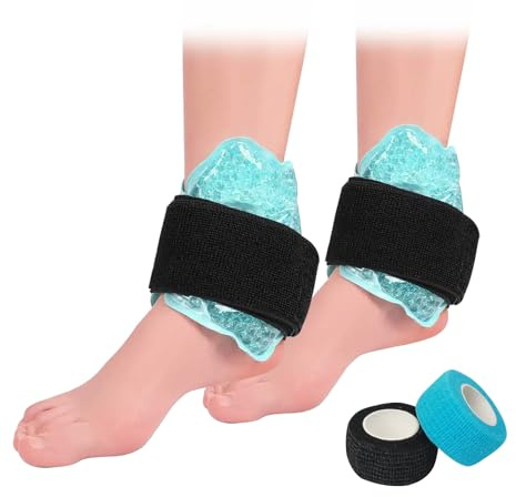 2 Pièces Poche de Glace en Gel Cheville Compresse, Chaud-Froid Réutilisable Coussinet de Refroidissement, Réutilisable Pack de Glace en Gel pour Les Blessures du Pied, Les Gonflements de La Cheville