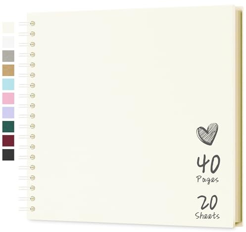 Fotoalbum Scrapbook 25,5x25,5 cm, 20 Blatt (40 Seiten) DIY Scrapbook, Hartes Kraftpapier, Baby Erinnerungsbuch, Familie, Geburtstag, Hochzeit, Jahrestag Scrapbook, Beige