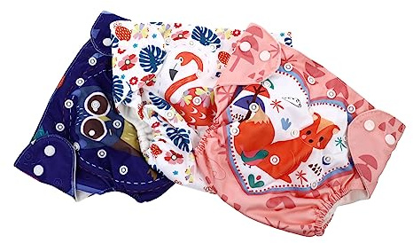 VICASKY 3stücke Babywindelhosen Mit Druckknopfverschluss Wasserdichte Windelhosen Für Junge Mädchen Langlebige Windeln in Verschiedenen Farben Geruchsneutral Hautfreundlich Und Einfach