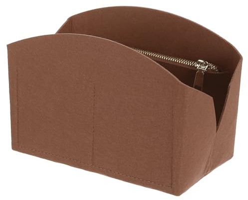 QUARKZMAN väskorganisatör-insats, bärbara filtorganisatör-väskor med metalldragkedja, fickfoder för välvd sadelväska, bärväska (20 cm x 10 cm x 14 cm, brun), BRUN