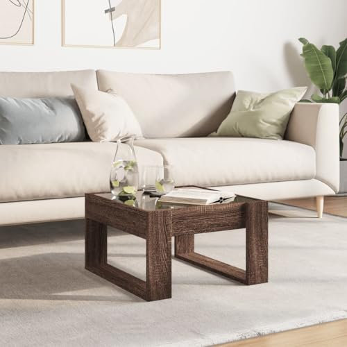 HEFZGDB Couchtisch mit Infinity-LED Braun Eichen-Optik 50x53x30 cm Couchtisch Vintage Beistelltisch Couch Fernsehtisch Kleiner Beistelltisch für Balkon Wohnzimmer Innenhof Garten
