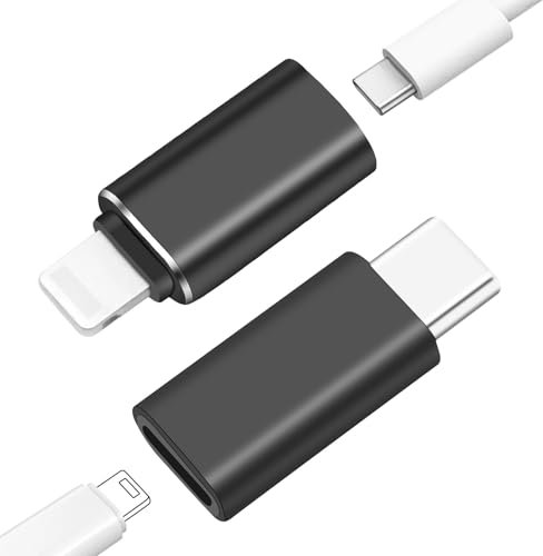 LUIRSAY 2PCS Lightnning Kabel USB C Adapter, Adapter Lightnning auf USB C Unterstützung von 35W Laden und 480Mbps Datenübertragung, mit LED für iPhone16/16 Pro/16 Pro MAX(Schwarz)