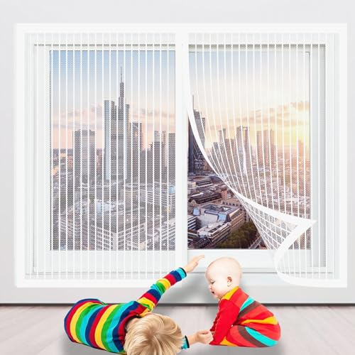 Moustiquaire Magnétique pour Porte Fenêtre 113 x 113 cm Moustiquaire Fenetre Aimantée Laisse Passer L'Air Frais pour Couloirs Fenetres Patio, Blanc