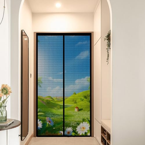 Magnetic Fly Insect Screen Door 82 x 193 cm Heavy Duty Bug Mesh Curtain Easy Installation Without Drilling Keeping Out Flies for Doors and Patio Doors, Black