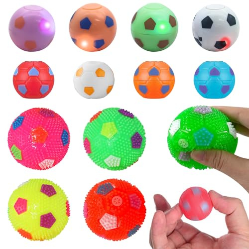 12 Stück Fußball Spinner Fingerspitzen Spielzeug Leuchtspielzeug Fussball Mitgebse Fußball Party Drehbare Stressbälle Spiel Mini Fußball Anti Stress Sensorik Mitgebsel Kindergeburtstag