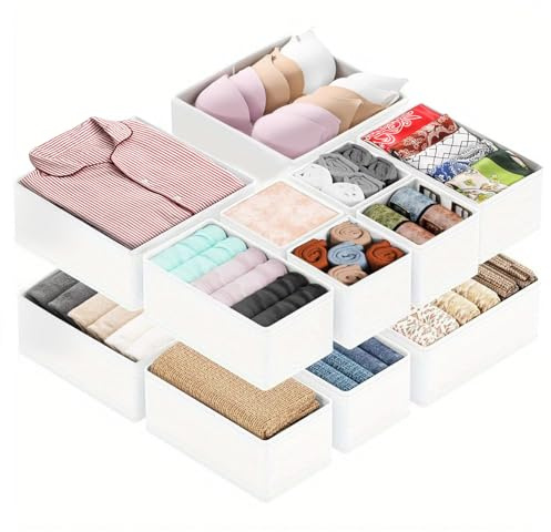 Yeqqzq Lot de 12 organiseurs de tiroir, bacs de rangement de tiroir pour vêtements de bébé, séparateurs de tiroir pour vêtements de bébé, soutien-gorge, chaussettes, cravates, écharpes