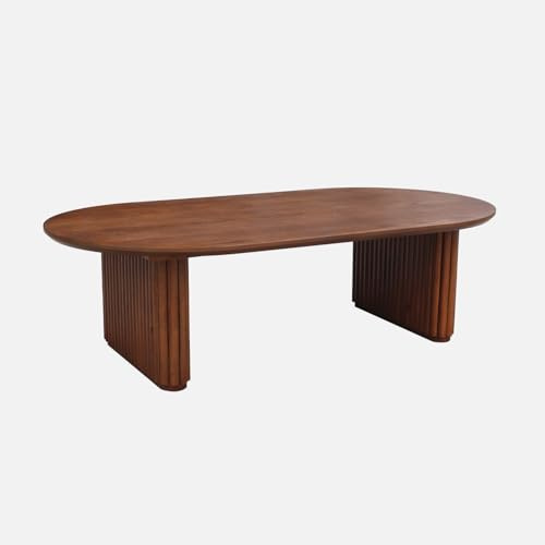 Alice's Garden sweeek - Table Basse Ovale Bois d'hévéa placage chêne Teinte Noyer - L 122 x P 65 x H 35 cm - Gabrielle