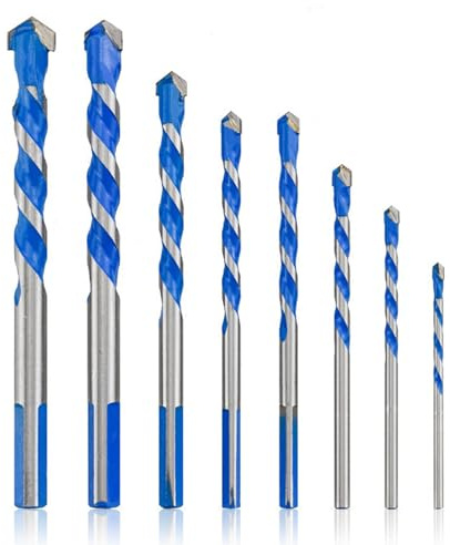 Kighdel 8Pcs Concrete Drill Bit, Masonry Drill Bit Set Professional Masonry Drill Bits Set for Ceramic Porcelain Granite Marble Concrete Glass 3mm to 12mm