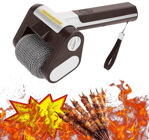 Saker Electric Grill Cleaner Bristle-Free: BBQ Power Brush for Grill Cleaning, Cordless, Rechargeable Grill Tool with 350 RPM Stainless Steel Roller&LED Light,304 Stainless Steel Barbecue Cleaner