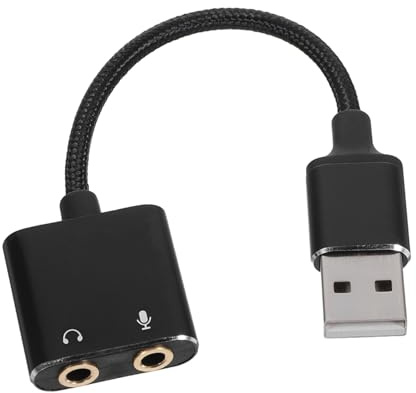 Mikinona External USB Sound Card Audio Converter with Headphone and Microphone Jack 2-in-1 External Audio Adapter Compatible with PC Laptops Desktops for Gaming and Communication