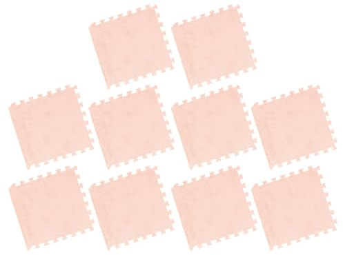 Jiawu Alfombra Gruesa de Espuma de Rompecabezas de Felpa, 10 Uds., Suave, Evita Resbalones, Apta para Dormitorio/área, Espuma EVA, 31 X 30 Cm (Bronceado Claro)