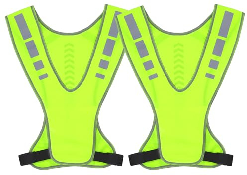 2 Pezzi Gilet di Sicurezza Alta visibilità, Gilet Alta Visibilità con Bande Rifrangenti, Universale Giubbotto Catarifrangente, Poliestere Leggero Resistente per Stradale Assistenza Conducenti Cantiere