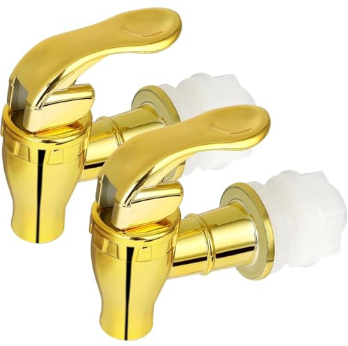 Grifo para dispensador de bebidas, 2 grifos para dispensador de bebidas, sin fugas, plástico PP dorado con válvula, piezas de repuesto de agua para jugo, oso