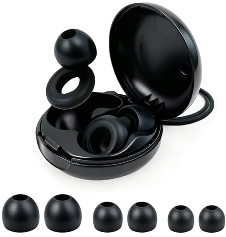 Tapones para los oídos con cancelación de ruido para dormir, conciertos, trabajo y estudio, protección auditiva de silicona reutilizable con pequeña caja de transporte, reducción de ruido de 30 dB
