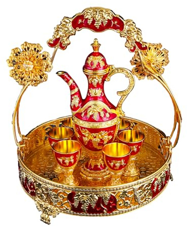 Ensemble de carafes vintage en alliage de zinc - Ensemble de carafes sculptées - Design rétro - Style cour - 871 g - Accessoire de bar de qualité supérieure en plusieurs couleurs - Carafes de style