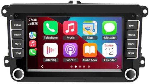 Android 14 Double Din Car Stereo for VW Scirocco 2008-2013, 7 Touch Screen Head Unit for Scirocco GPS Navi Radio Upgrade Wireless Carplay Android Auto Bluetooth Backup Camera FM/RDS 2+32G