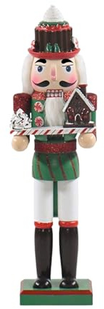 Erconsso Wooden Christmas Nutcracker Soldier, 36cm Traditional Wooden Nutcracker Soldier Christmas Figurines Ornaments For Table Fireplace Shelves Mantel