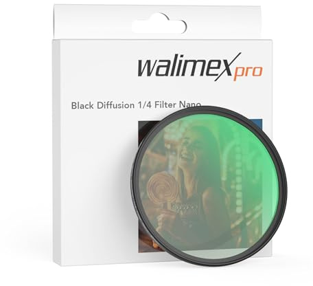 Walimex pro Black Diffusion 1/4 Filter Nano 72 mm, Diffusionsfilter mit 18-facher Nano-Beschichtung, Nebelfilter mit 3,3 mm Slimfassung