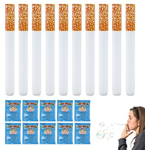 10 pompas de jabón para cigarrillos con 10 bolsas con 10 ml de solución de burbujas de jabón para cigarrillos, burbujas de jabón, alivio del estrés, novedad regalos para fiestas