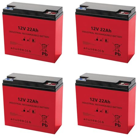 4x Batteria al Piombo Sigillata 12V 48V 22Ah Ermetica Ciclica, per Veicoli, Scooter, Carrozzine, Golf Cart, Senza Manutenzione, Lunga Durata, Deep Cycle, AGM Senza Manutenzione, VRLA