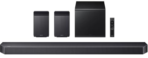 Samsung Q-Series HW-Q930F Soundbar 9.1.4 ch Subwoofer & Rear Speaker, Wireless Dolby Atmos, Q-Symphony, SpaceFit Sound Pro, Titan Black