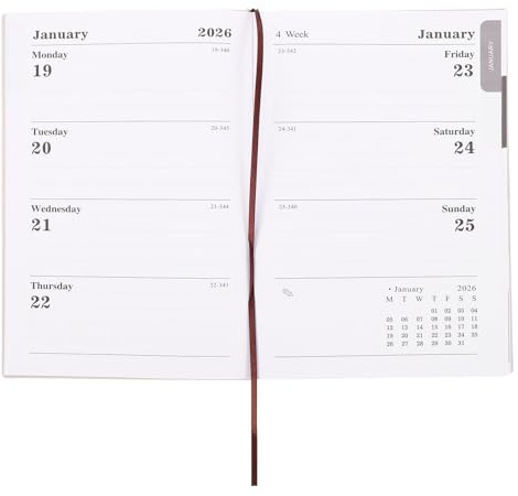 LOCZUK Wochenplaner Kalenderbuch 2026 mit Elegantem Pu Design A5 und Klarem Tageslayout 128 Blatt und Wochenziele für Produktivität zu Hause und Unterwegs