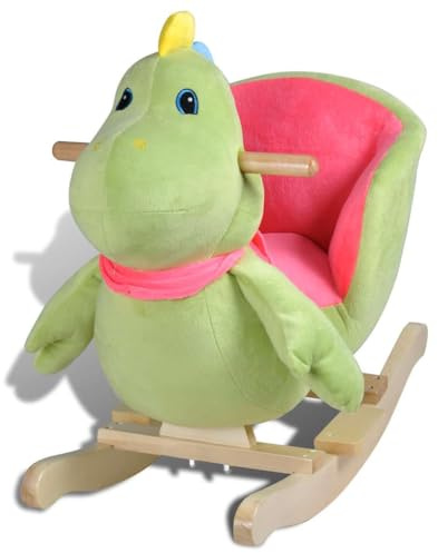 GeenYuu Gungdjur Dino plysch gungbräda för småbarn från 12 månader 60 x 32 x 54 cm babystol med ergonomisk liggfunktion och musik för att lugna i barnrummet, gåva för lek och