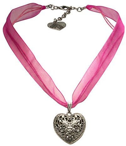 Alpenflüstern Organza-Trachtenkette Trachtenherz - Damen-Trachtenschmuck Dirndlkette in traditionellen Farben DHK194