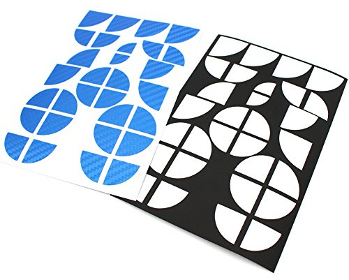 4D Carbonfolie Emblem Ecken Aufkleber von Finest-Folia (K004 Blau Weiß)