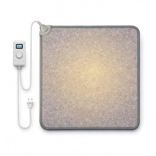 Mi-Heat Carbon Feet Heizteppich 55 × 50 cm, Infrarot-Heizmatte, 70 W | Fußwärmer bis ca. 55 °C für Büro und Schreibtisch, steckerfertig, Display-Controller, 8-h-Timer, PVC, rutschfest