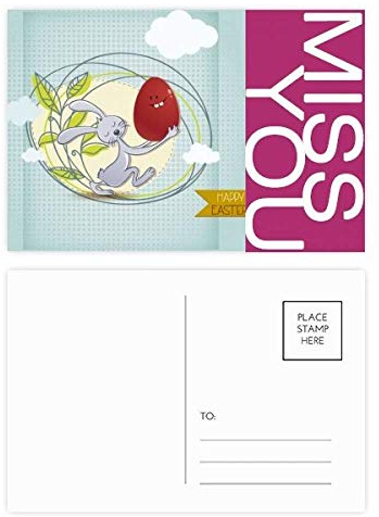 Happy Ostern Festival Bunny Leaves Miss Postkartenset, Danksagungskarte, Postkarte, Seite 20 Stück