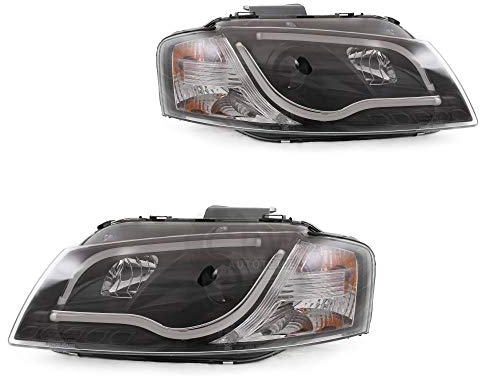Scheinwerfer Set für A3 8P Bj. 03-08 Light Tube Tagfahrlicht Optik schwarz