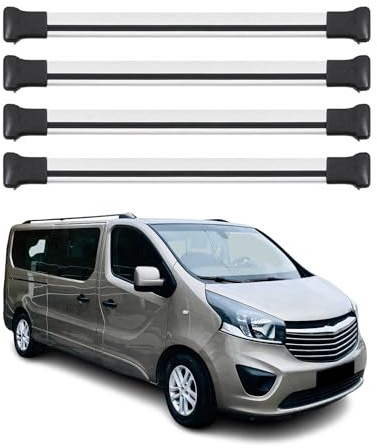 OMAC Dachträger für Opel Vivaro B 2014-2019 Aluminium 4 Stangen Silber | bis 75 kg Traglast, Querträger, Grundträger