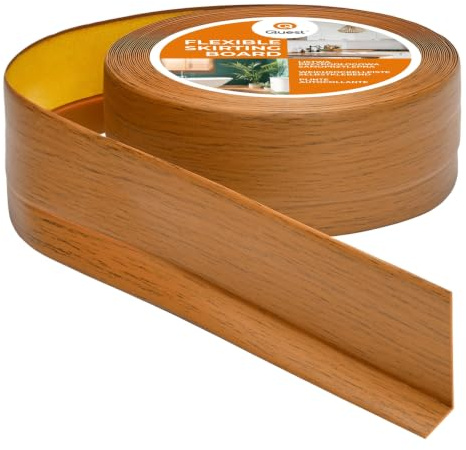 Quest Weichsockelleiste PVC 50x20 mm selbstklebend - Eiche-Rustikal, 5 m | Flexible Knickleiste & Abschlussleiste, für Küche, Bad & Wohnraum, Montage ohne Bohren, schmutzabweisend
