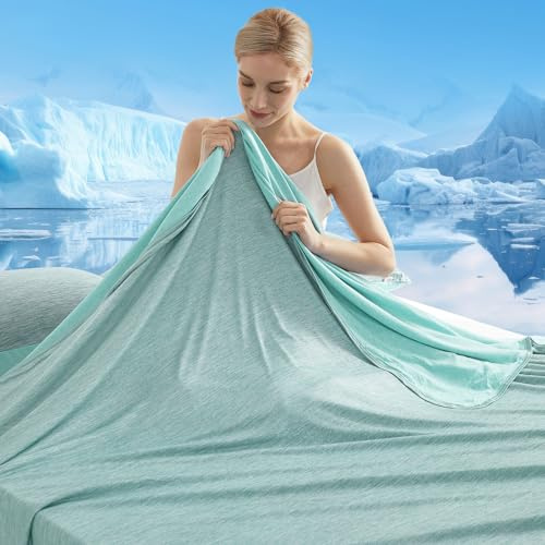 Marchpower kylfilt, senaste Cool-to-Touch-teknik, Lätta svala filtar för heta sovande nattvett Andas hela säsongens bäddsoffa Q-MAX> 0,5 - grön, 200 * 220 cm | Arc-Chill 3.0 kylfibrer Q-Max >0,5 med omedelbar kyleffekt för soffa, säng och resor