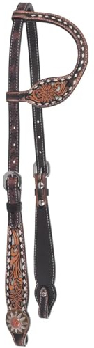 Circle Y White Daisy Filigree Tooling Durable Versatile Western Horse Size Standard Cheek One Ear Headstall | 36 - 43 Headstall Working Length