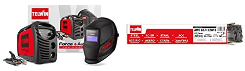 TELWIN 815863 Force 165 Saldatrice Inverter Ad Elettrodo Con Maschera Automatica E Accessori Di Saldatura & 802739 Elettrodi Rutili Per Saldatura D. 2.5 Mm 2.5 Kg, 0.1 V, Grigio