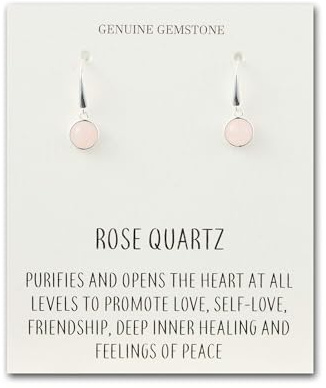 Philip Jones Rose Quartz Drop Earrings with Quote Card