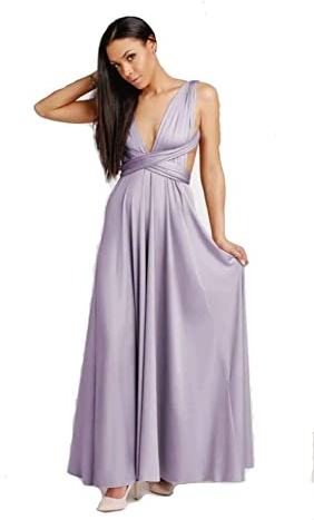 Infinity Kleid inklusive Bandeau Top Brautjungfernkleid Gr. 34-42 Lavendel Wickelkleid lang, 70 Verschiedene Wickelarten Brautkleid, Abendkleid Kleid lang Maxikleid (Lavendel, 1 (34-42))