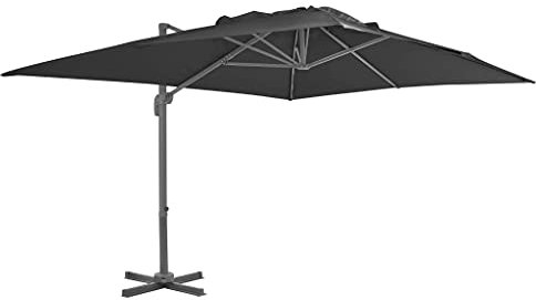 Gecheer Ombrellone Parasole a Sbalzo con Palo in Alluminio Nero 3x3 m/3x4 m,Ombrellone Decentrato,Ombrellone da Giardino,Ombrellone da Esterno,Ombrellone da Piscina e Spiaggia e Mare