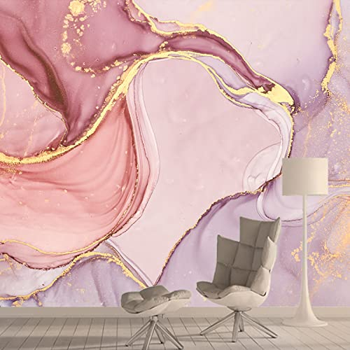 ZHEN WALLPAPER Rosa Marmortapete 3D-Papiere Wohnkultur Papier Wandbild Tapete Tapeten für Wohnzimmer Schlafzimmer Kontaktwände Papierrollen * 350 cm x 256 cm (137,8 x 100,8 Zoll)