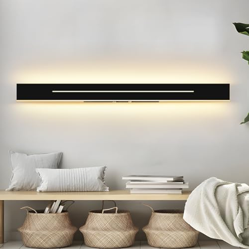 ZMH Wandlampe LED Wandleuchte innen Wohnzimmer Flurlampe Modern 60CM 20W | Flurlampe Schwarz Warmweiß Bettlampe Nachttisch Wandbeleuchtung für Treppenhaus Schlafzimmer Kinderzimmer