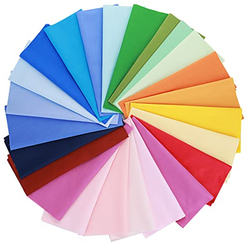 Thinp 24 Stück Stoff Einfarbige Baumwollstoff,20x25cm Twill Baumwollstoff,Stoffe zum Nähen Baumwolle,Patchwork Stoffe Paket,Buntes Stoffpakete,Stoffpakete Patchwork Baumwolle,für DIY Handgemachten