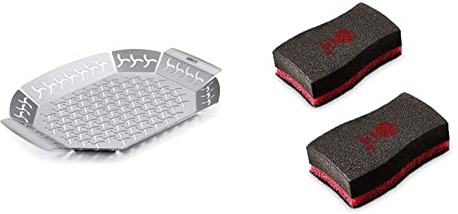 Weber 6678 Cestello Verdure per Barbecue, Grande & 17688 - Spugna, Nero 2pezzo(i)